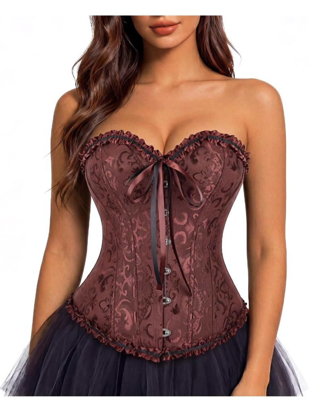 Women's Brown Vintage Shapewear Bustier Renaissance Halloween Costume Corset Top